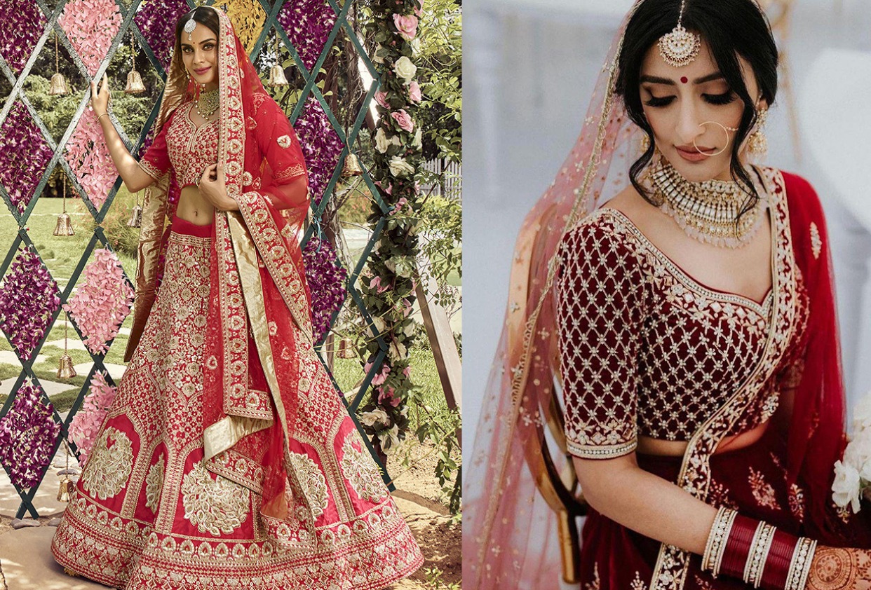 Buy Wedding Bridal Lehenga - Cherry Red Cording Designer Lehenga Choli –  Empress Clothing