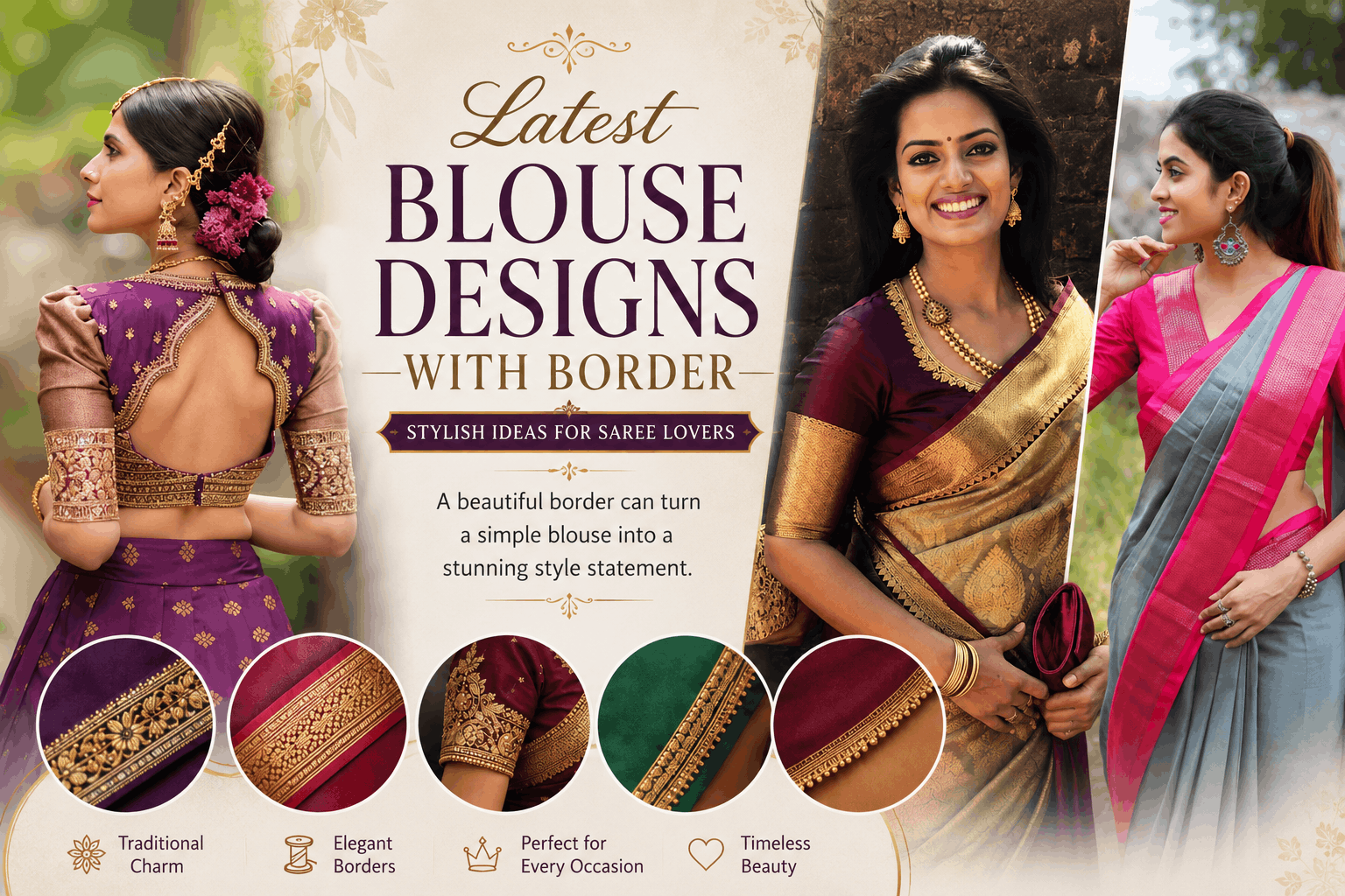 Latest Blouse Designs with Border