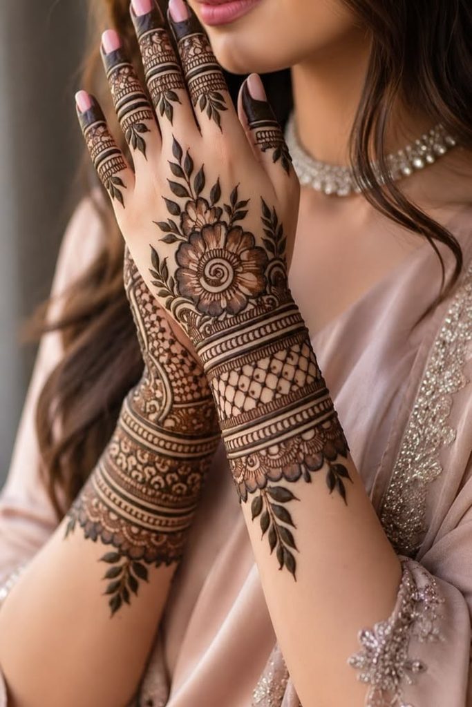 Bold Leafy Pattern Mehndi Designs