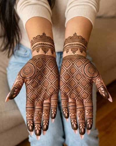 Geometric Grandeur Arabic Mehndi designs