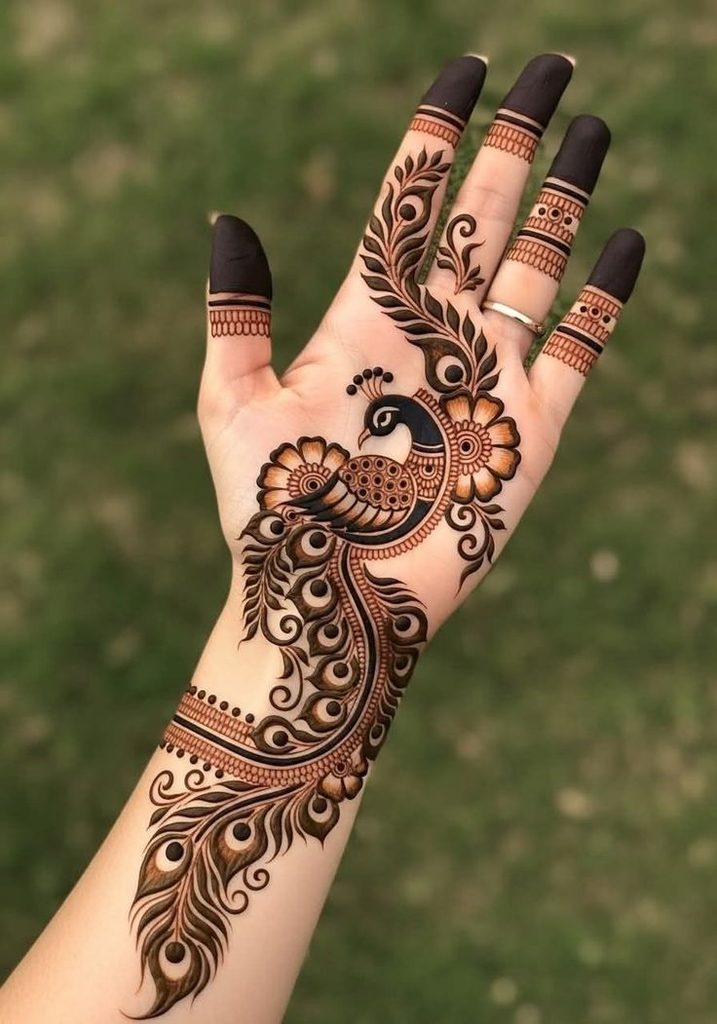 Peacock Feather Trail Mehndi Designs