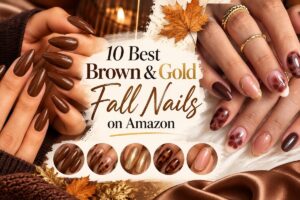 fall nails brown and gold